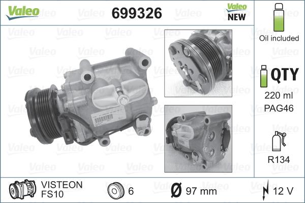 Valeo 699326 - Kompressori, ilmastointilaite inparts.fi