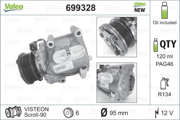 Valeo 699328 - Kompressori, ilmastointilaite inparts.fi