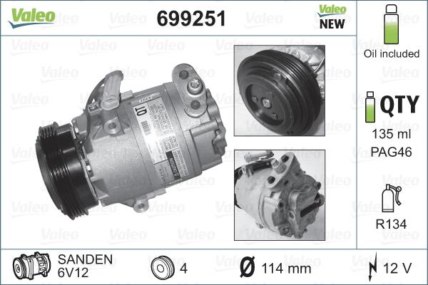 Valeo 699251 - Kompressori, ilmastointilaite inparts.fi