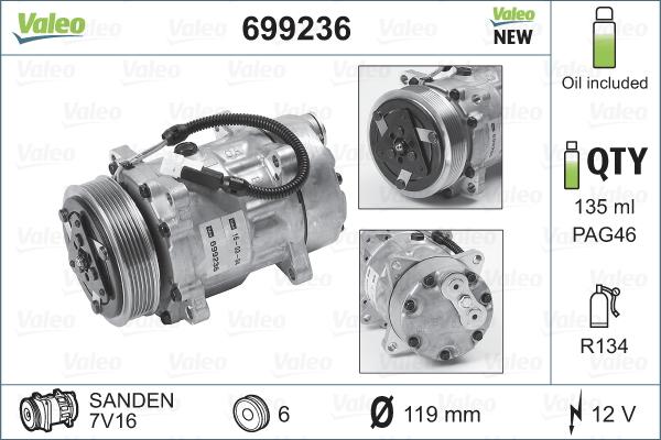 Valeo 699236 - Kompressori, ilmastointilaite inparts.fi