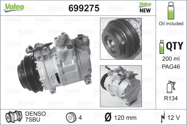 Valeo 699275 - Kompressori, ilmastointilaite inparts.fi