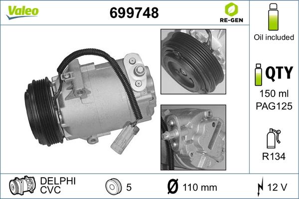 Valeo 699748 - Kompressori, ilmastointilaite inparts.fi