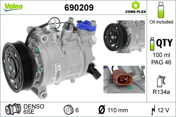 Valeo 690209 - Kompressori, ilmastointilaite inparts.fi