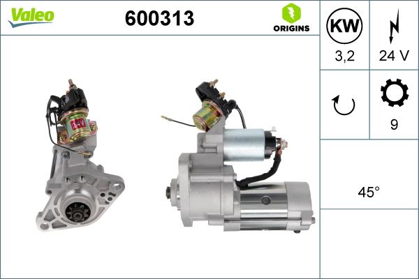 Valeo 600313 - Käynnistinmoottori inparts.fi