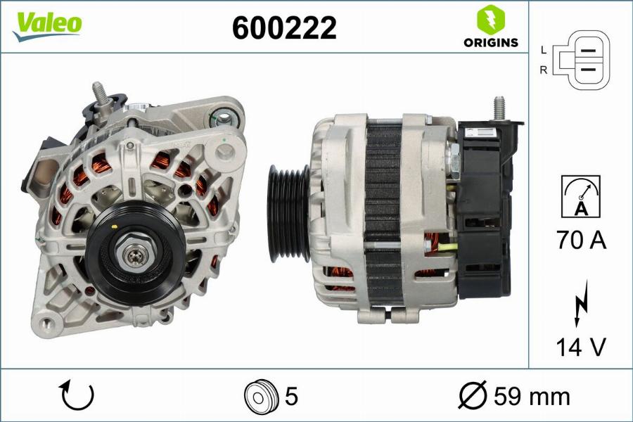 Valeo 600222 - Laturi inparts.fi