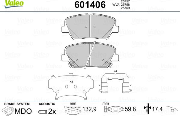 Valeo 601406 - Jarrupala, levyjarru inparts.fi