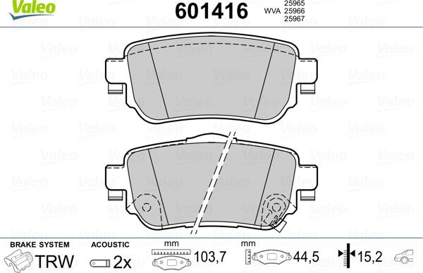 Valeo 601416 - Jarrupala, levyjarru inparts.fi