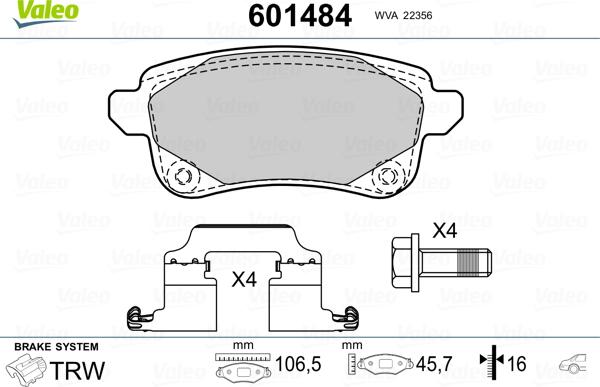 Valeo 601484 - Jarrupala, levyjarru inparts.fi