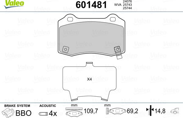 Valeo 601481 - Jarrupala, levyjarru inparts.fi