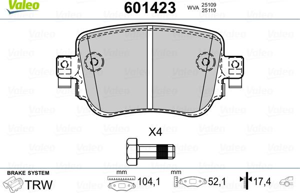 Valeo 601423 - Jarrupala, levyjarru inparts.fi