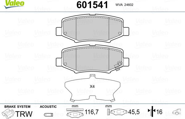 Valeo 601541 - Jarrupala, levyjarru inparts.fi