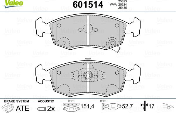 Valeo 601514 - Jarrupala, levyjarru inparts.fi