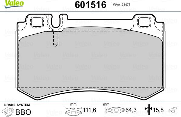 Valeo 601516 - Jarrupala, levyjarru inparts.fi