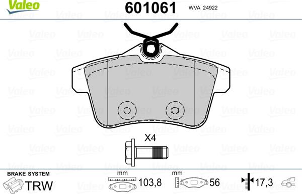 Valeo 601061 - Jarrupala, levyjarru inparts.fi