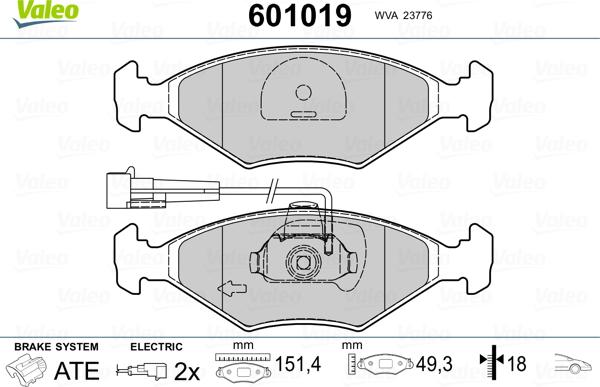 Valeo 601019 - Jarrupala, levyjarru inparts.fi