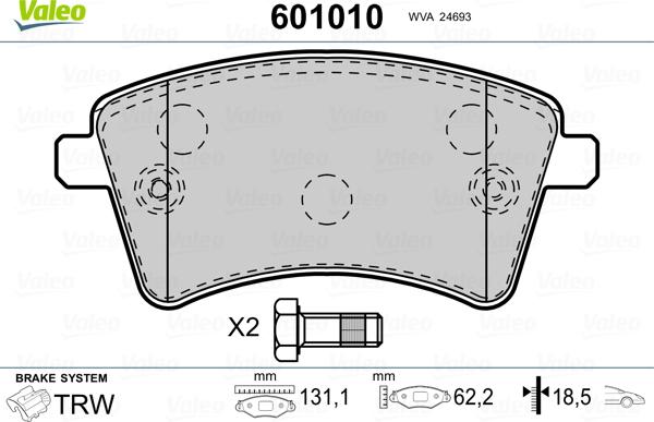 Valeo 601010 - Jarrupala, levyjarru inparts.fi