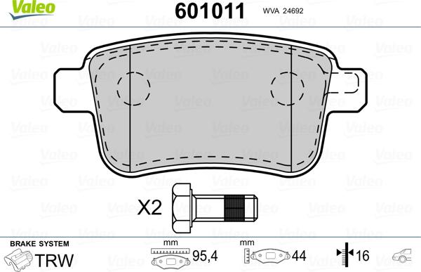 Valeo 601011 - Jarrupala, levyjarru inparts.fi