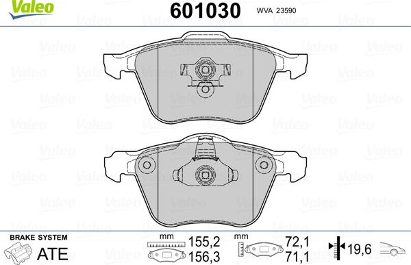 Valeo 601030 - Jarrupala, levyjarru inparts.fi