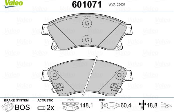 Valeo 601071 - Jarrupala, levyjarru inparts.fi