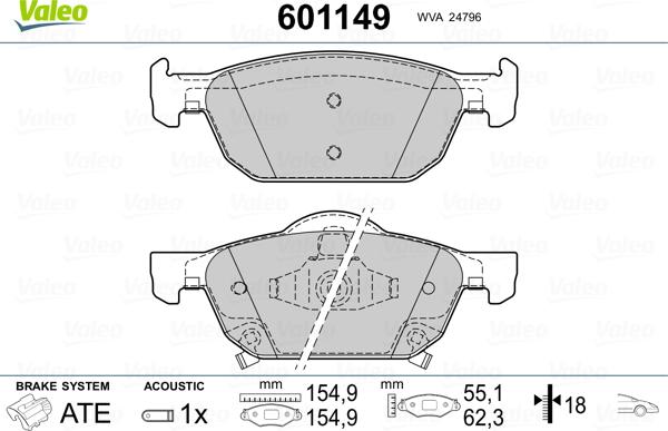 Valeo 601149 - Jarrupala, levyjarru inparts.fi