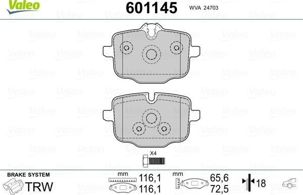 Valeo 601145 - Jarrupala, levyjarru inparts.fi