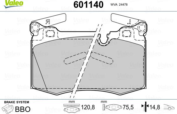 Valeo 601140 - Jarrupala, levyjarru inparts.fi