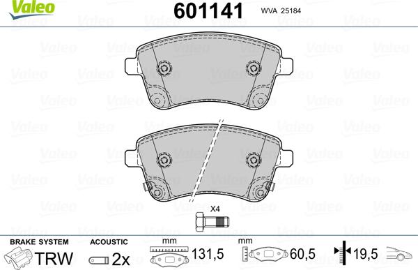 Valeo 601141 - Jarrupala, levyjarru inparts.fi