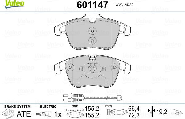 Valeo 601147 - Jarrupala, levyjarru inparts.fi