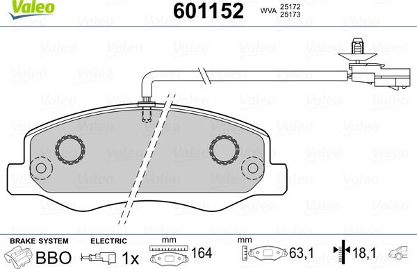 Valeo 601152 - Jarrupala, levyjarru inparts.fi