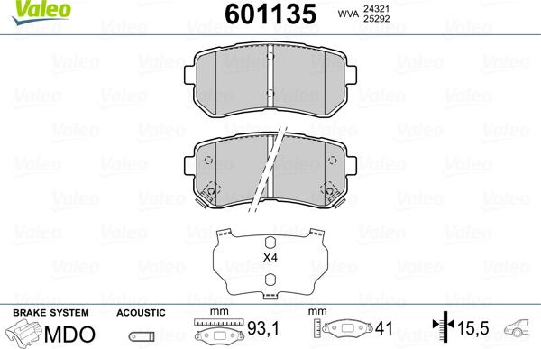 Valeo 601135 - Jarrupala, levyjarru inparts.fi