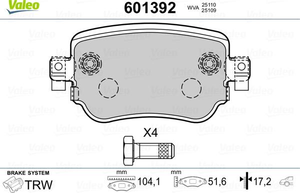 Valeo 601392 - Jarrupala, levyjarru inparts.fi