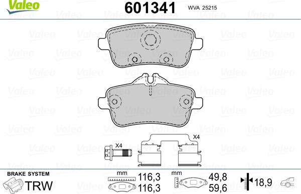 Valeo 601341 - Jarrupala, levyjarru inparts.fi