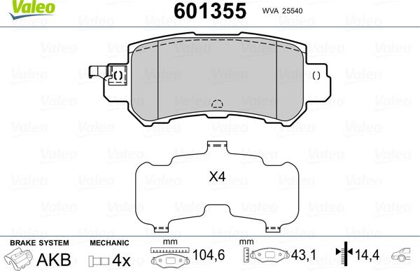 Valeo 601355 - Jarrupala, levyjarru inparts.fi