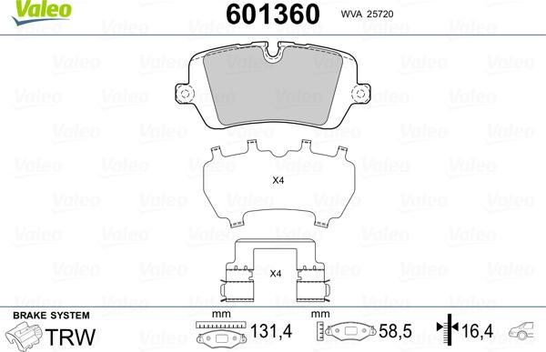 Valeo 601360 - Jarrupala, levyjarru inparts.fi