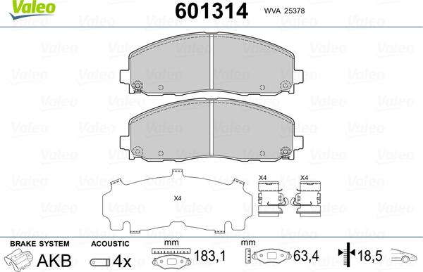 Valeo 601314 - Jarrupala, levyjarru inparts.fi