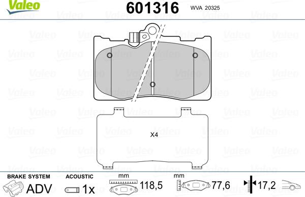 Valeo 601316 - Jarrupala, levyjarru inparts.fi