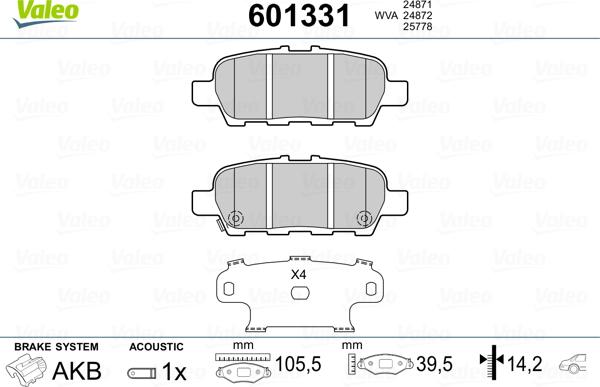 Valeo 601331 - Jarrupala, levyjarru inparts.fi