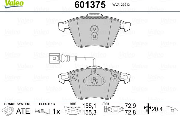 Valeo 601375 - Jarrupala, levyjarru inparts.fi