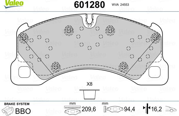 Valeo 601280 - Jarrupala, levyjarru inparts.fi