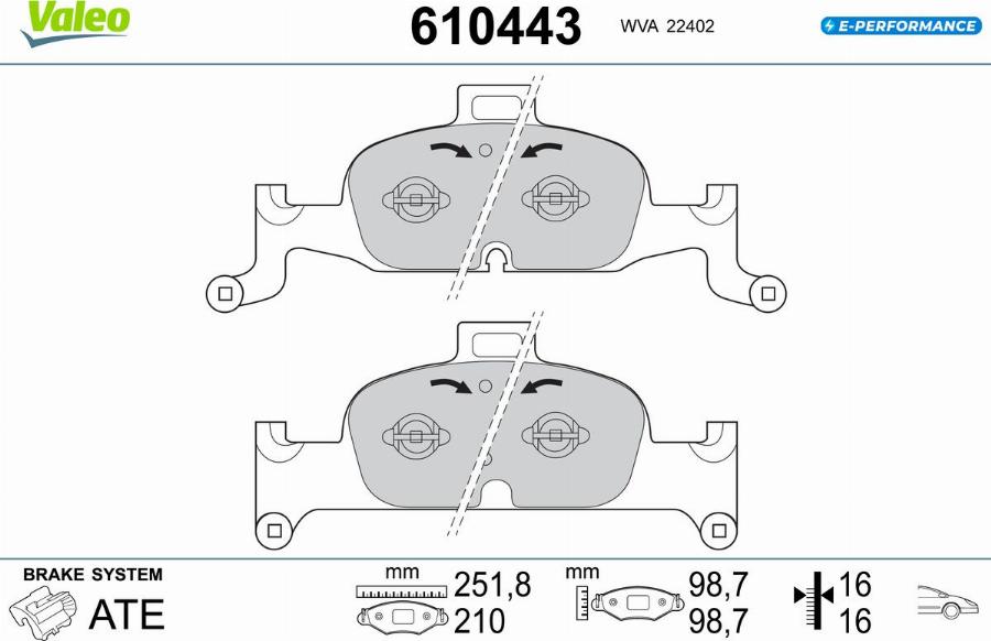 Valeo 610443 - Jarrupala, levyjarru inparts.fi