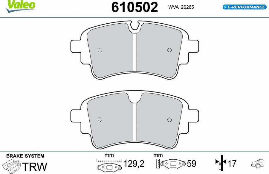 Valeo 610502 - Jarrupala, levyjarru inparts.fi