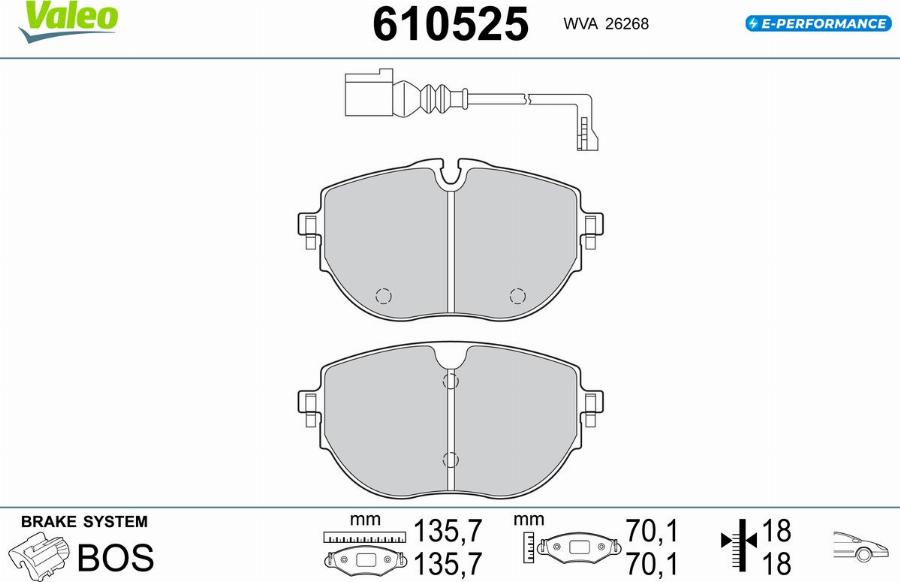 Valeo 610525 - Jarrupala, levyjarru inparts.fi