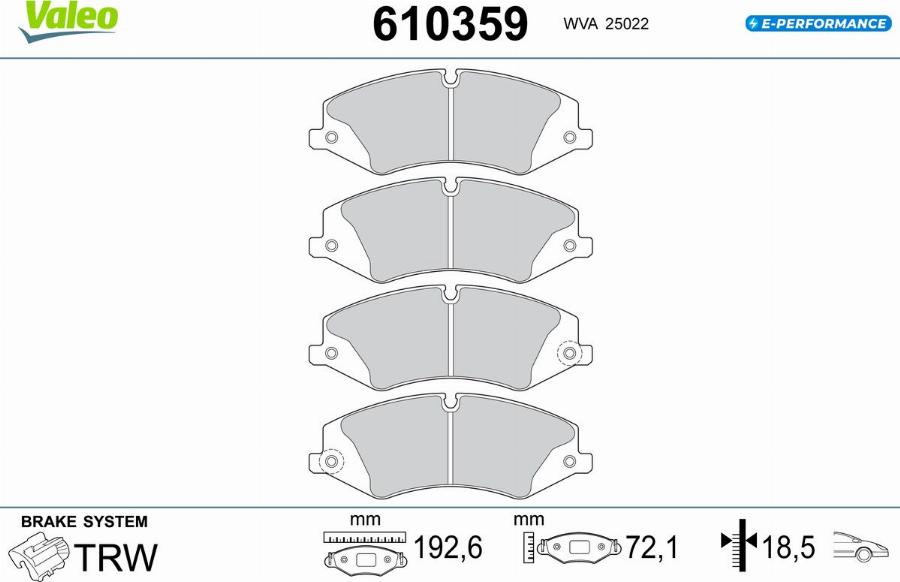 Valeo 610359 - Jarrupala, levyjarru inparts.fi