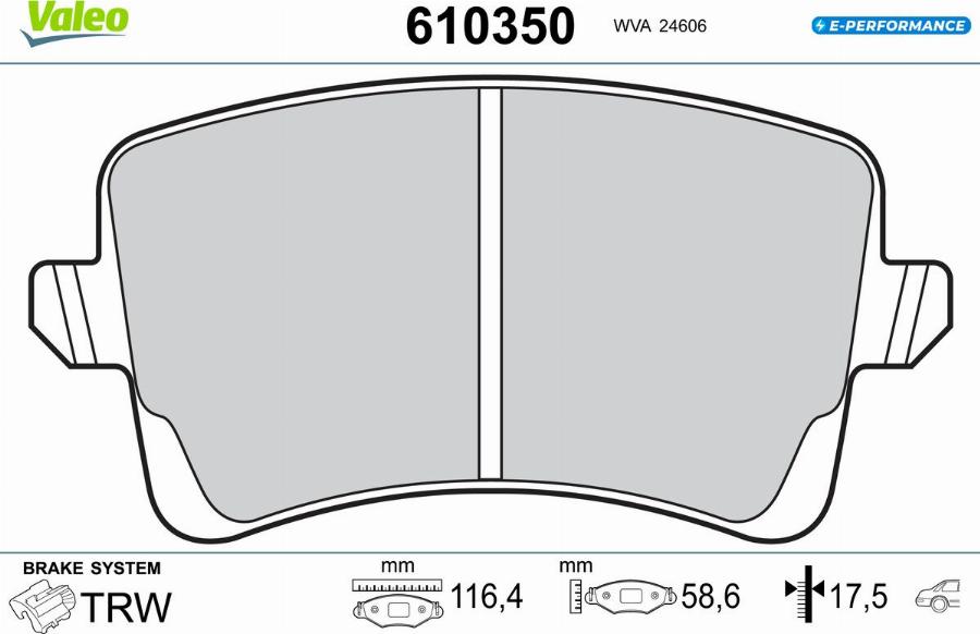 Valeo 610350 - Jarrupala, levyjarru inparts.fi