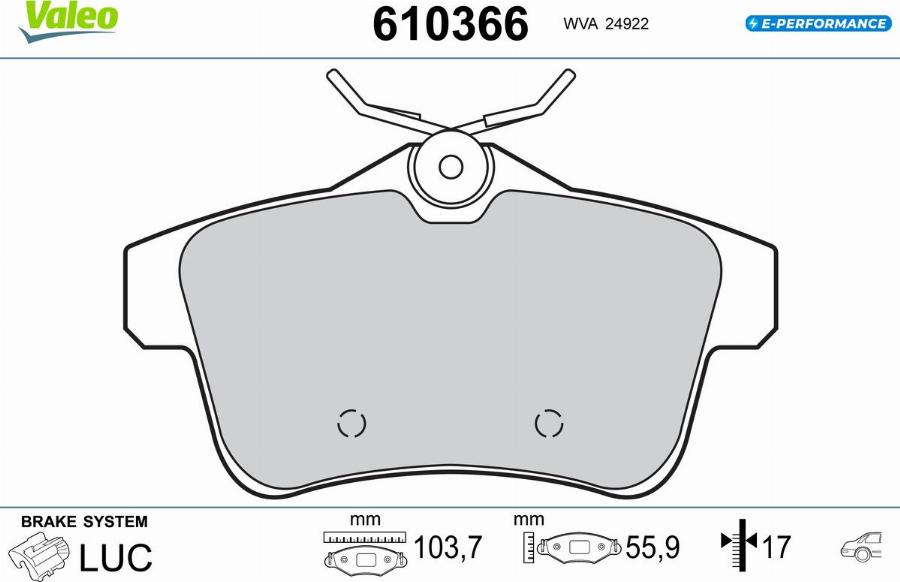 Valeo 610366 - Jarrupala, levyjarru inparts.fi