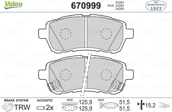 Valeo 670999 - Jarrupala, levyjarru inparts.fi