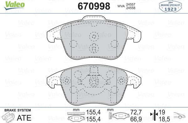 Valeo 670998 - Jarrupala, levyjarru inparts.fi