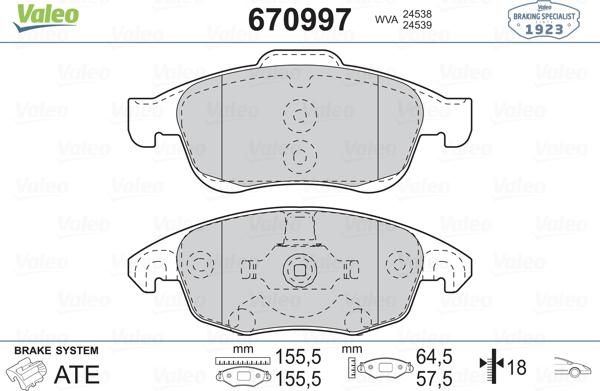 Valeo 670997 - Jarrupala, levyjarru inparts.fi