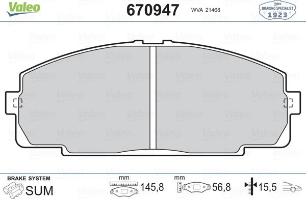 Valeo 670947 - Jarrupala, levyjarru inparts.fi