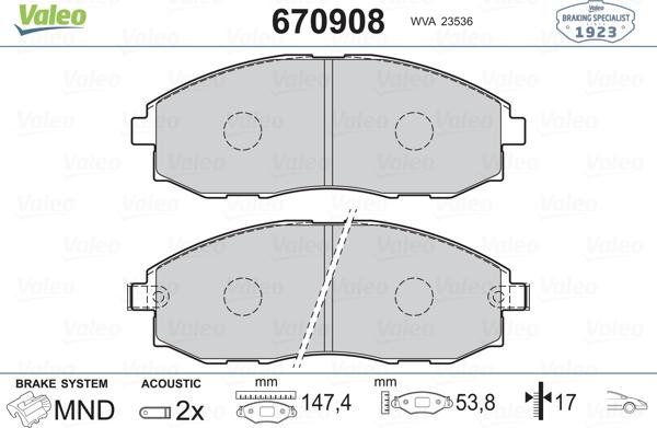 Valeo 670908 - Jarrupala, levyjarru inparts.fi